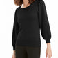 Suéter feminino Maison Jules com manga bufante, preto, tamanho pequeno