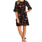 Vestido CeCe Feminino Enchanted Wildflower com Babados e Flare, Preto, Tamanho 6