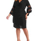 Vestido feminino plus size Illusion com manga sino e decote V R&amp;M Richards, preto, tamanho 16W