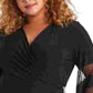 Vestido feminino plus size Illusion com manga sino e decote V R&amp;M Richards, preto, tamanho 16W