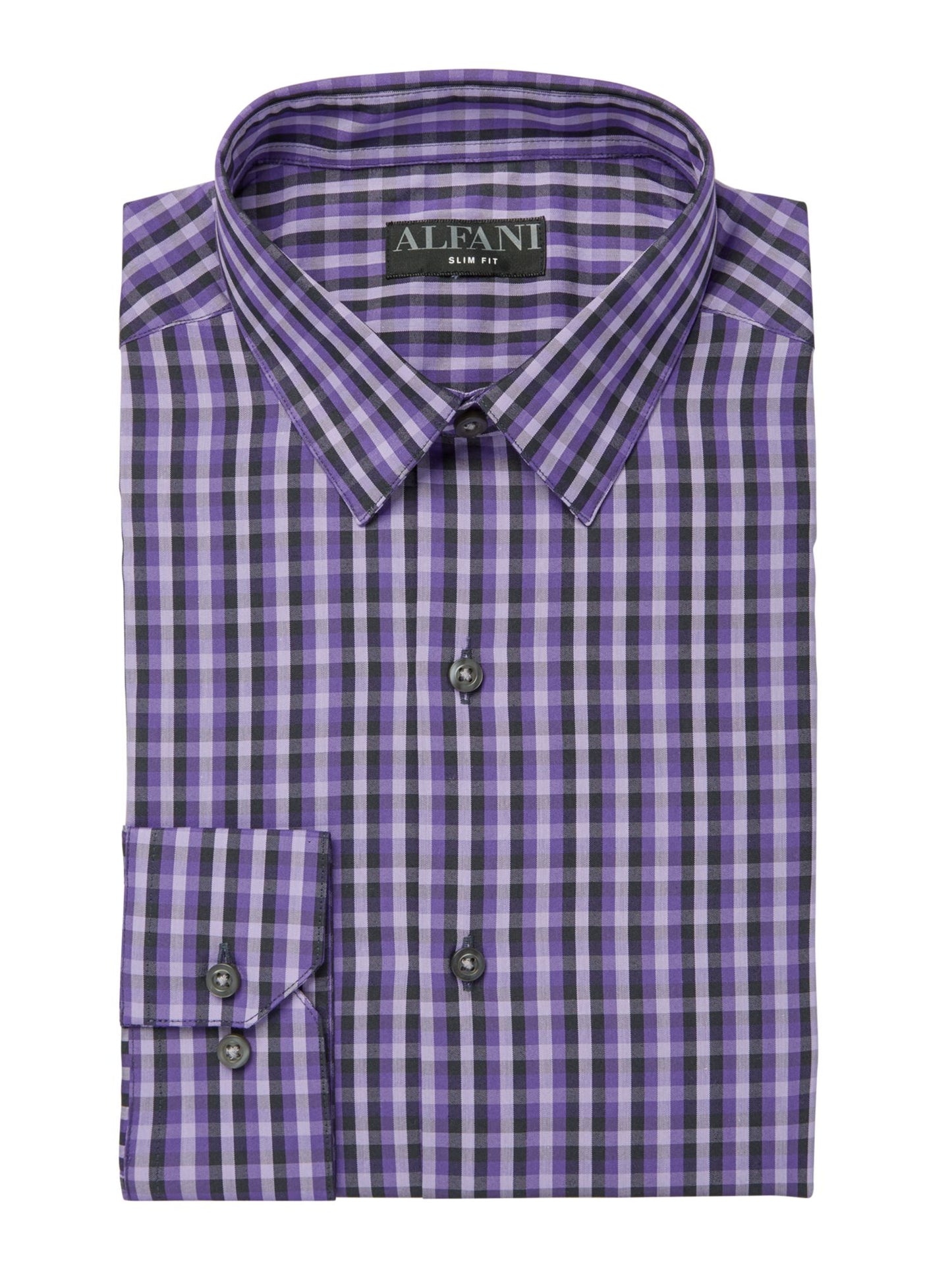 Camisa social slim fit xadrez masculina Alfani, roxa, tamanho pequeno, extragrande