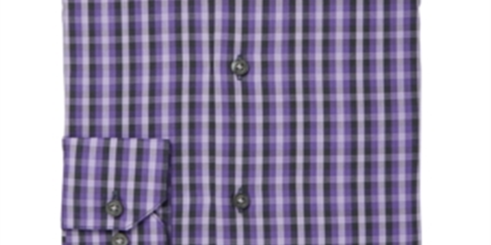 Camisa social slim fit xadrez masculina Alfani, roxa, tamanho pequeno, extragrande