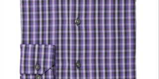 Camisa social slim fit xadrez masculina Alfani, roxa, tamanho pequeno, extragrande