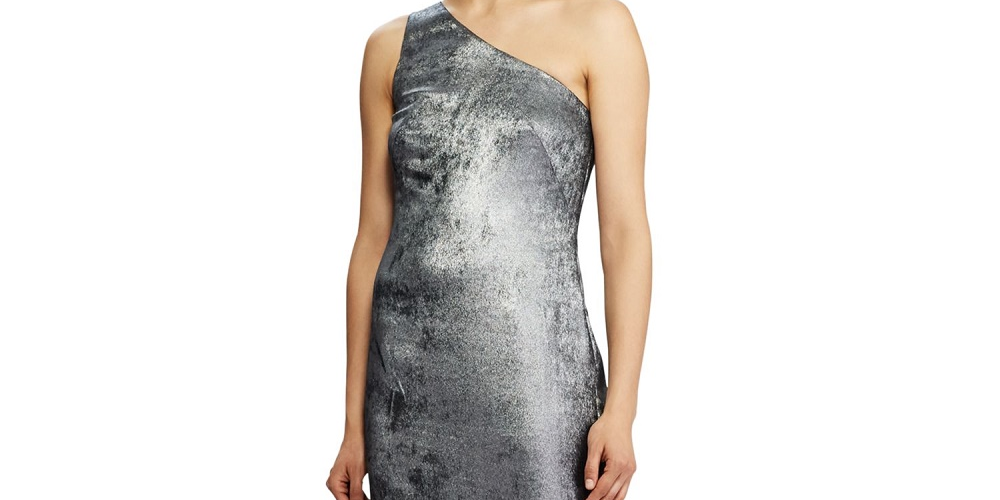 Vestido de festa longo com decote assimétrico e sem mangas Ralph Lauren feminino, preto, tamanho 6