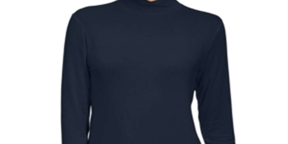 Blusa feminina estilo &amp; co com gola falsa azul tamanho pequeno extragrande