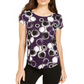 Camiseta feminina Alfani estampada com bainha redonda, roxa, vários tamanhos, pequena, G