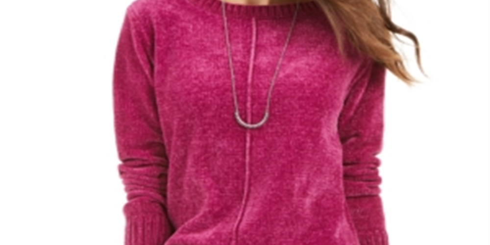Suéter chenille feminino Style &amp; Co roxo tamanho pequeno GG