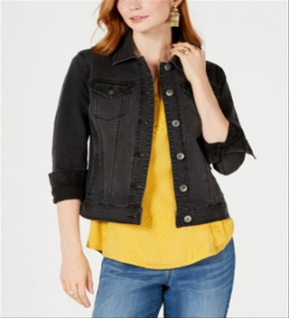Jaqueta jeans feminina Style &amp; Co preta tamanho pequeno G