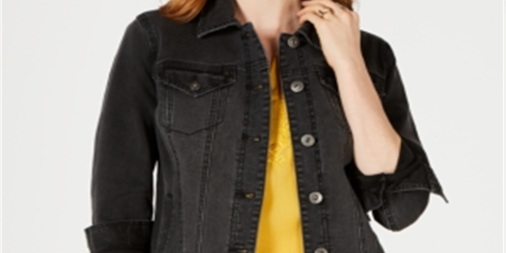 Jaqueta jeans feminina Style &amp; Co preta tamanho pequeno G