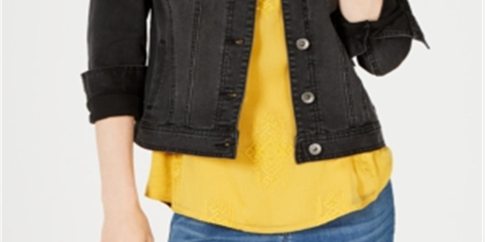 Jaqueta jeans feminina Style &amp; Co preta tamanho pequeno G