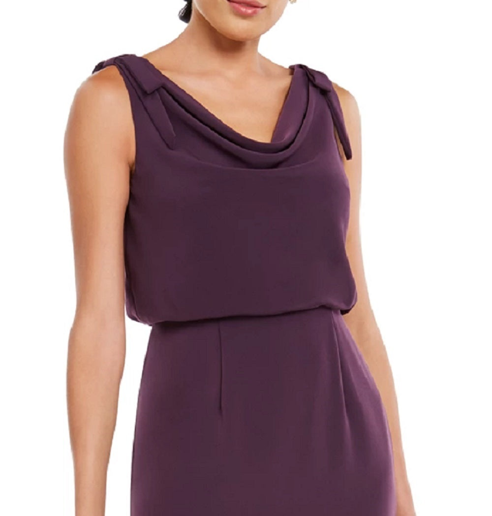 Vestido de festa feminino Adrianna Papell, sem mangas, com fenda, decote canoa, perna reta, roxo, tamanho 6