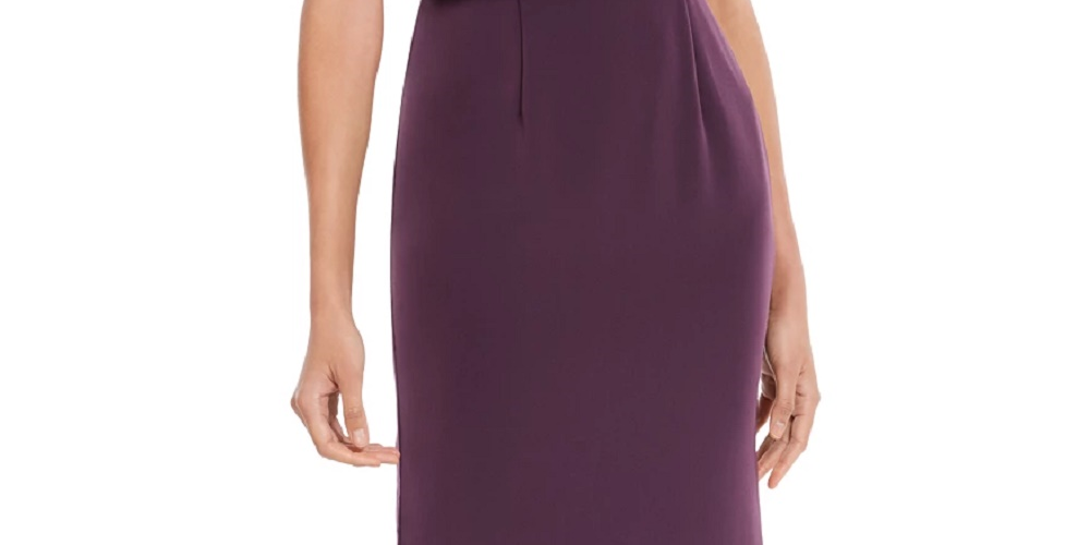 Vestido de festa feminino Adrianna Papell, sem mangas, com fenda, decote canoa, perna reta, roxo, tamanho 6
