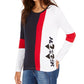 Camiseta Tommy Hilfiger Feminina com Estampa de Logotipo Colorblock Azul Tamanho Grande