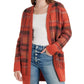 Lucky Brand Cardigan Feminino Xadrez Frente Aberta Tamanho Médio Vermelho