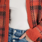 Lucky Brand Cardigan Feminino Xadrez Frente Aberta Tamanho Médio Vermelho