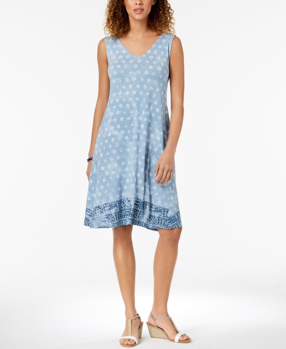 Vestido feminino cruzado nas costas estilo &amp; co, azul, tamanho médio