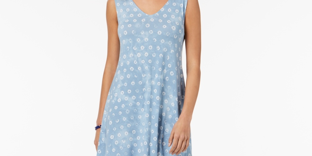 Vestido feminino cruzado nas costas estilo &amp; co, azul, tamanho médio