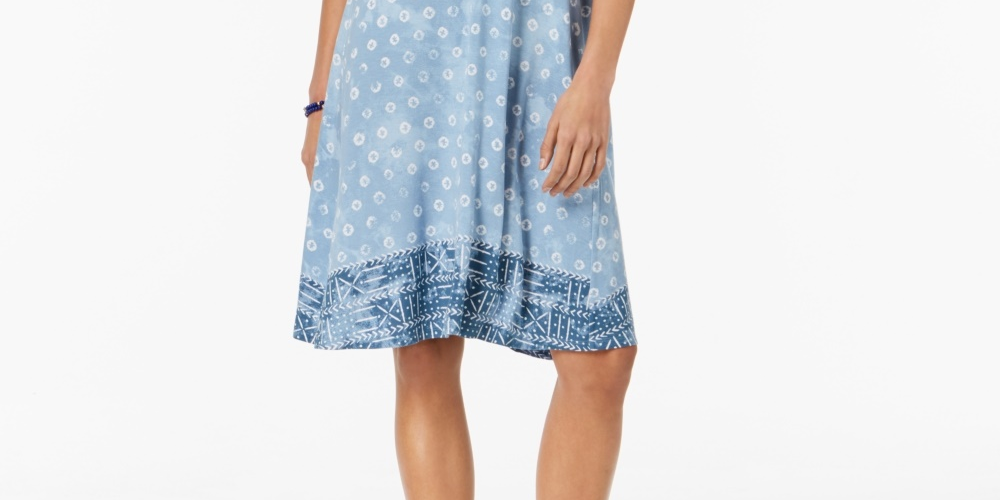 Vestido feminino cruzado nas costas estilo &amp; co, azul, tamanho médio