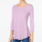 JM Collection Top feminino com decote redondo, roxo, tamanho grande