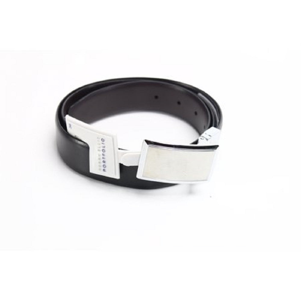 Cinto social masculino Perry Ellis, couro brilhante, reversível, preto, tamanho 36 REG