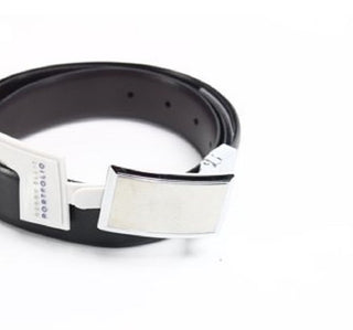Cinto social masculino Perry Ellis, couro brilhante, reversível, preto, tamanho 36 REG