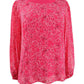 Blusa feminina Alfani com estampa floral e manga plissada, rosa, tamanho pequeno e pequeno