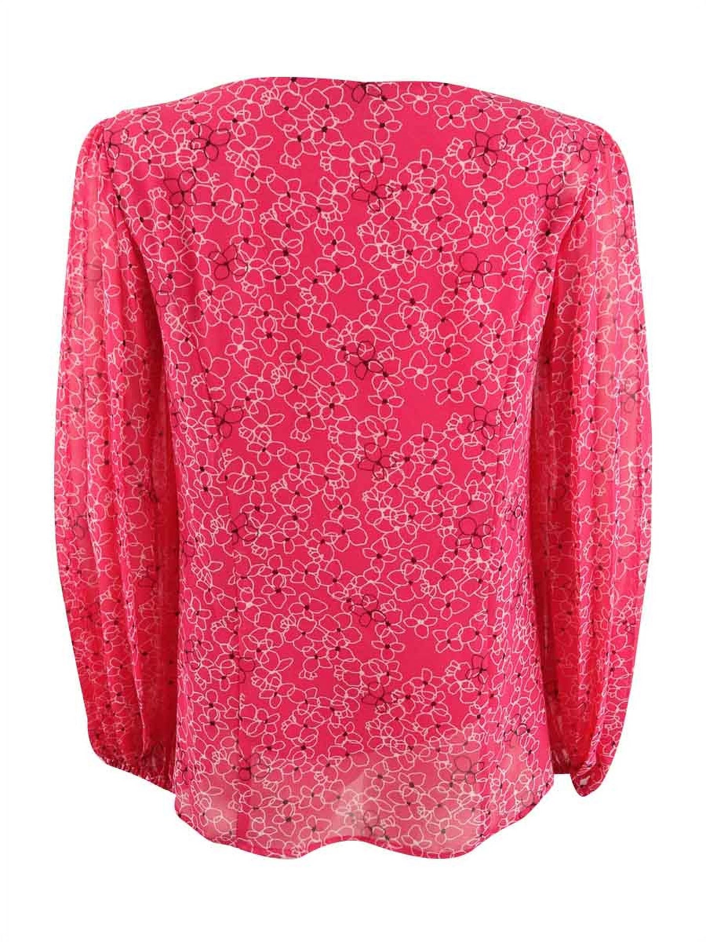 Blusa feminina Alfani com estampa floral e manga plissada, rosa, tamanho pequeno e pequeno