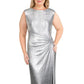 Vestido de noite feminino Ralph Lauren Ilianna metálico franzido cinza tamanho 10