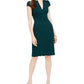 Vestido justo com decote em V feminino Vince Camuto, verde, tamanho 0