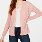 Cardigan Hippie Rose Juniors Pointelle-Knit Chenille Rosa Tamanho Grande