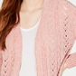 Cardigan Hippie Rose Juniors Pointelle-Knit Chenille Rosa Tamanho Grande