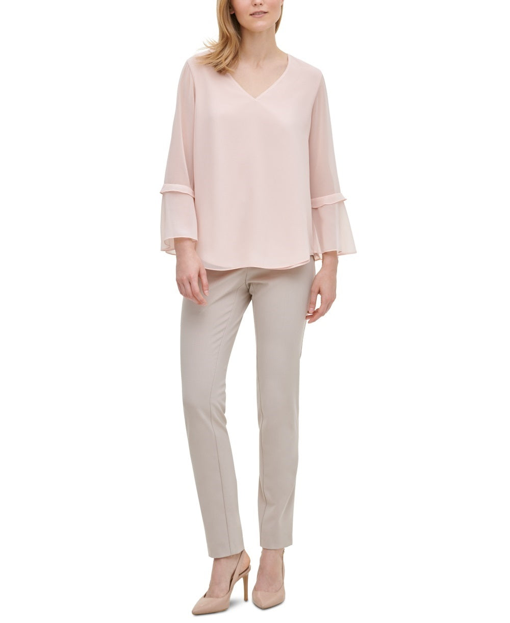 Blusa Calvin Klein Feminina Transparente Manga Sino Rosa Tamanho X-G