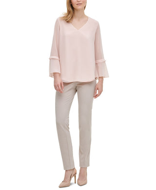 Blusa Calvin Klein Feminina Transparente Manga Sino Rosa Tamanho X-G