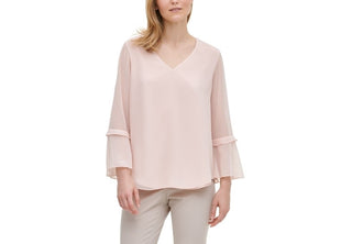 Blusa Calvin Klein Feminina Transparente Manga Sino Rosa Tamanho X-G
