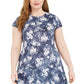 Vestido feminino plus size Michael Kors com duas camadas, azul, tamanho 2X