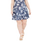 Vestido feminino plus size Michael Kors com duas camadas, azul, tamanho 2X
