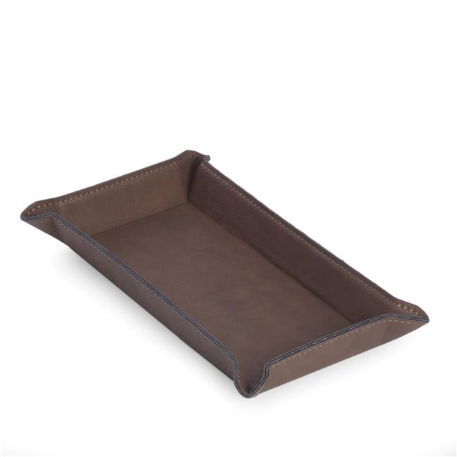 Bandeja de manobrista retangular de couro sintético rústico Bey-Berk masculina, marrom, tamanho regular