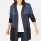 Cardigan feminino Karen Scott Colorblock Azul Tamanho Pequeno P