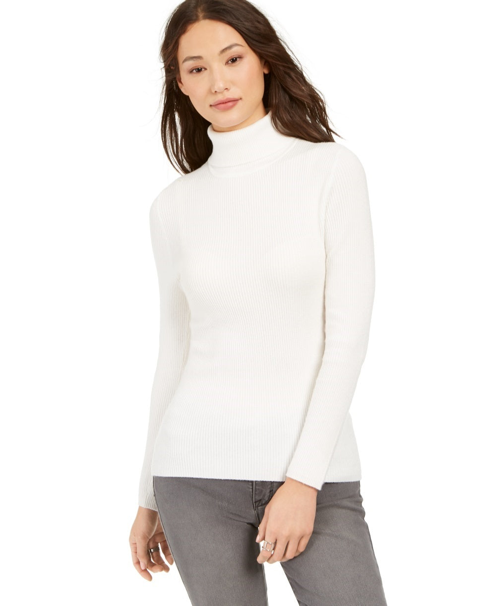 Suéter feminino de gola alta canelada Style &amp; Co, branco, tamanho grande