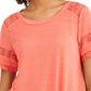 Top feminino de renda com detalhes estilo &amp; co laranja tamanho grande
