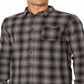 Camisa xadrez masculina Quiksilver de manga comprida com botões, preta, tamanho pequeno