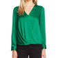 Vince Camuto Blusa feminina de manga comprida verde tamanho pequeno