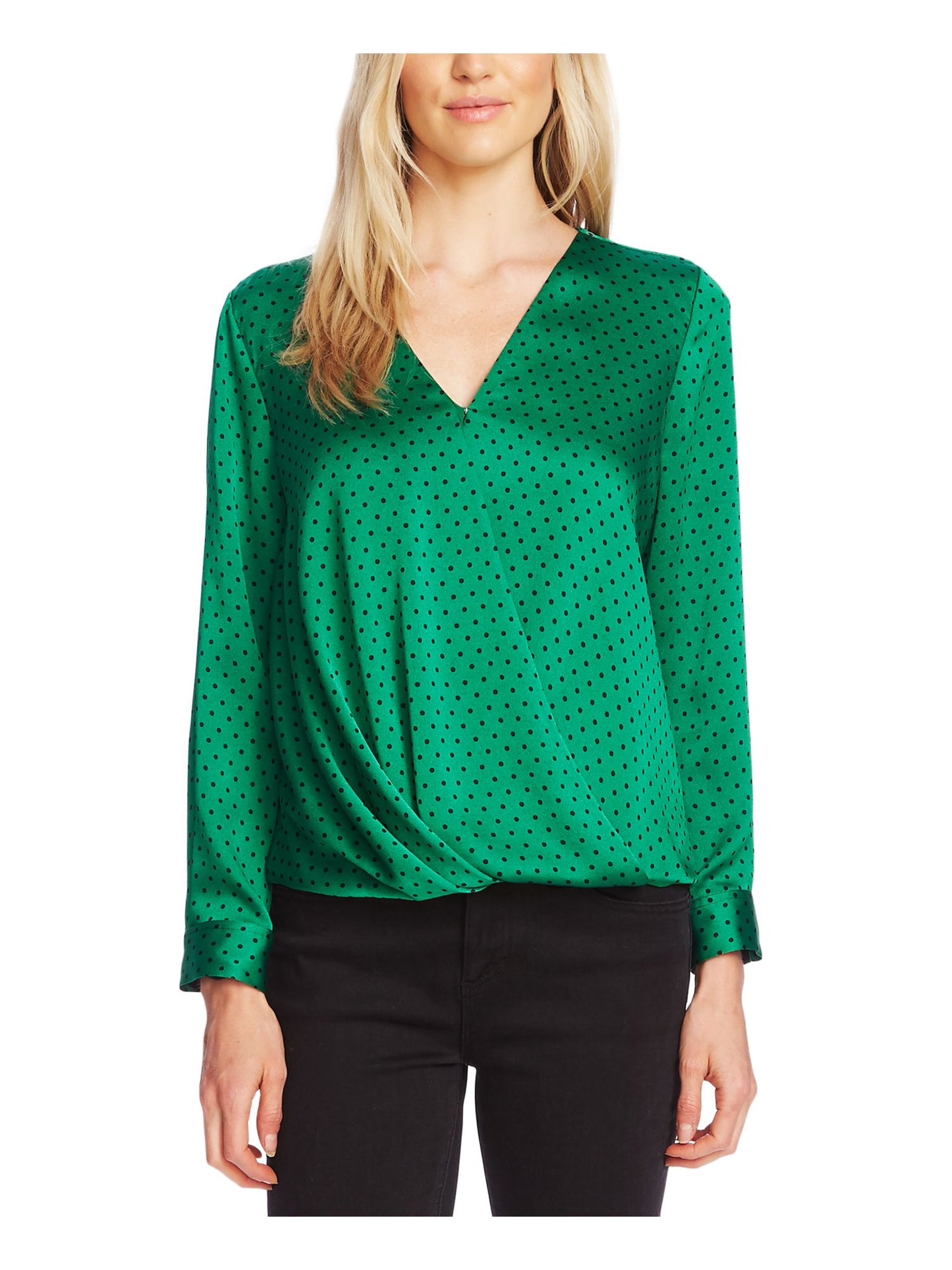 Vince Camuto Blusa feminina de manga comprida verde tamanho pequeno