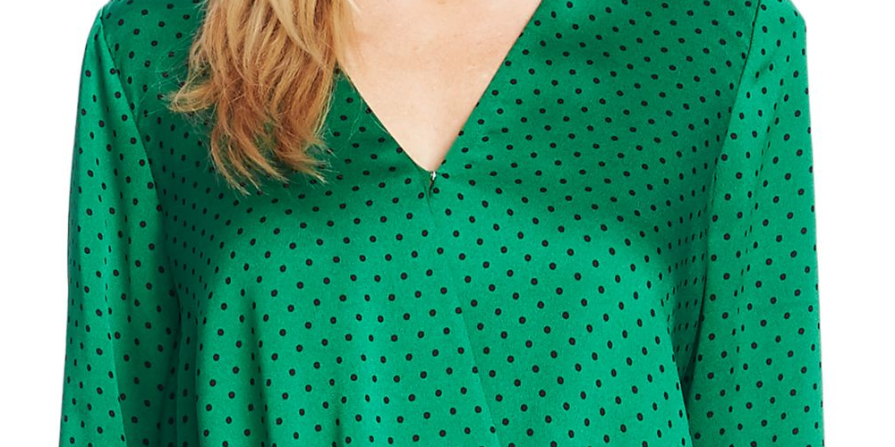 Vince Camuto Blusa feminina de manga comprida verde tamanho pequeno