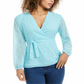 Charter Club feminino Clip Dot Wrap Top azul tamanho grande