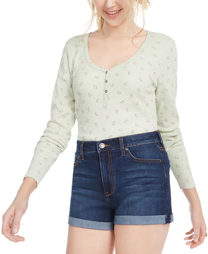 Camisas Henley Ultra Flirt Junior's Scallop Edge Brancas Tamanho X-Grande
