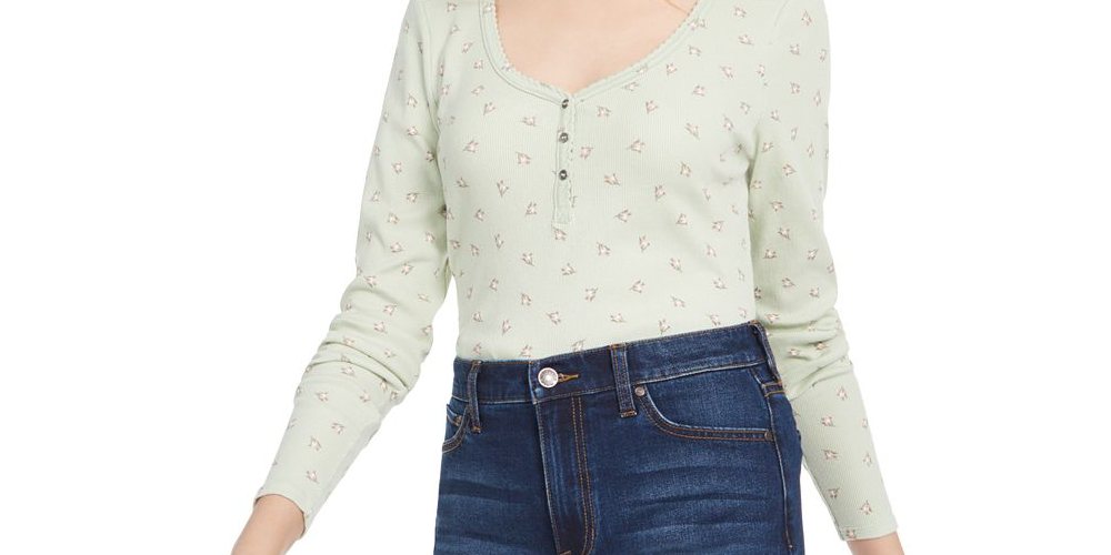 Camisas Henley Ultra Flirt Junior's Scallop Edge Brancas Tamanho X-Grande