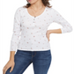 Camisas Henley Ultra Flirt Junior's Scallop Edge Brancas Tamanho X-Grande