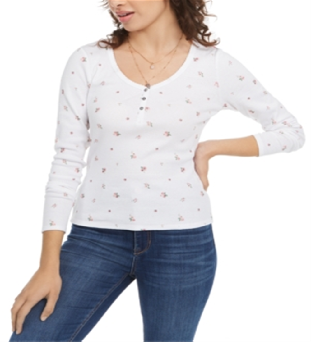 Camisas Henley Ultra Flirt Junior's Scallop Edge Brancas Tamanho X-Grande