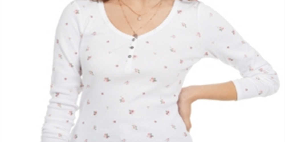 Camisas Henley Ultra Flirt Junior's Scallop Edge Brancas Tamanho X-Grande